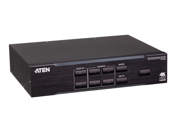 ATEN VP1420 4 x 2 True 4K Presentation Matrix Switch - Video-/ljudomkopplare - skrivbordsmodell