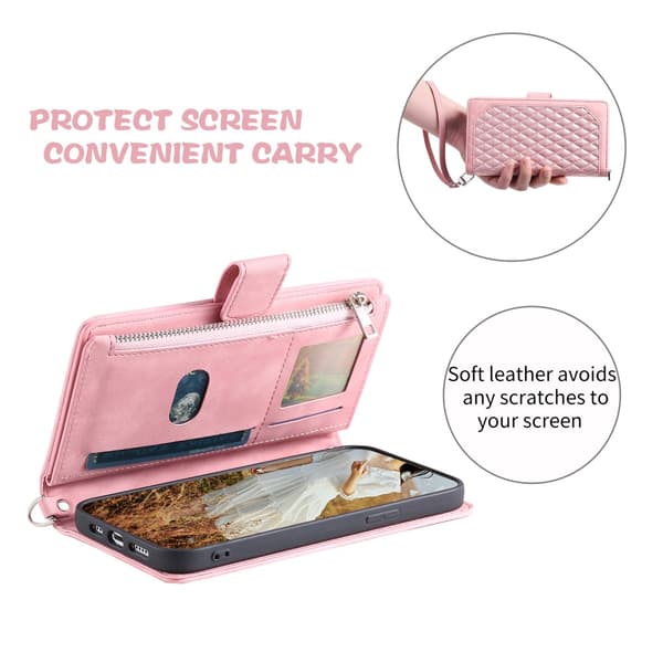 Samsung Galaxy S23 Ultra Plånboksväska Vadderad Rosa
