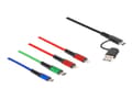 Miniatyrbilde 1 av 4: Delock 4 in 1 - Kun lade-kabel - USB, 24 pin USB-C hann til Micro-USB type B, Lightning, 24 pin USB-C hann - 1.2 m - svart, blå, rød, grønn
