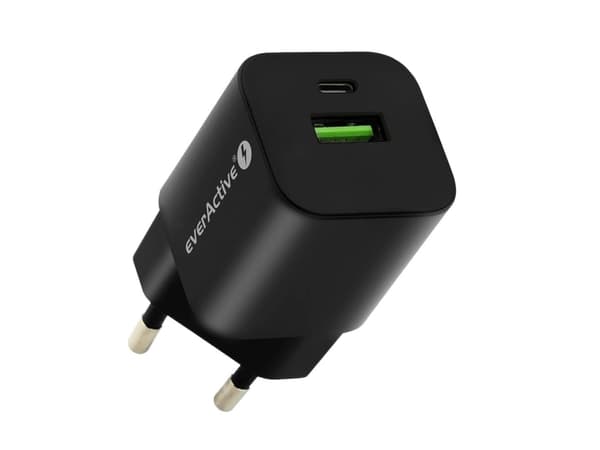 EverActive verkkovirtalaturi everActive GaN SC-390QB USB QC3.0:lla ja USB-C PD PPS:llä 30W