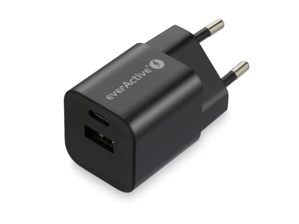 EverActive verkkovirtalaturi everActive GaN SC-390QB USB QC3.0:lla ja USB-C PD PPS:llä 30W