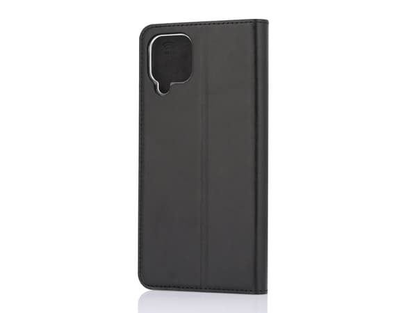 Wave BookCase -suojakotelo, Samsung Galaxy A12, musta