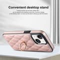 Miniatyrbild 5 av 9: iPhone 14 Rhombus Grid Mönster Skal FingerRing - Rose Gold