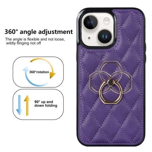 iPhone 14 -kotelo Rhombus Grid Pattern Takakannen Rengastuki - Violetti
