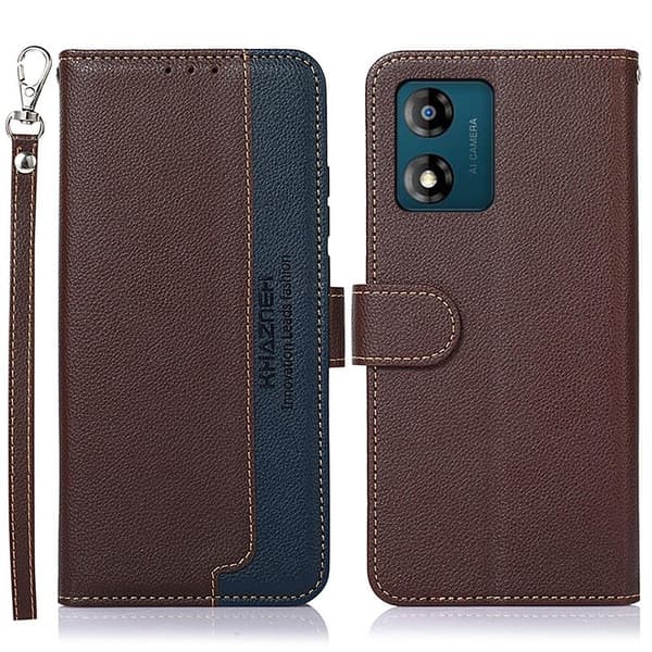 KHAZNEH telefoncover til Motorola Moto E13 4G - brun/blå