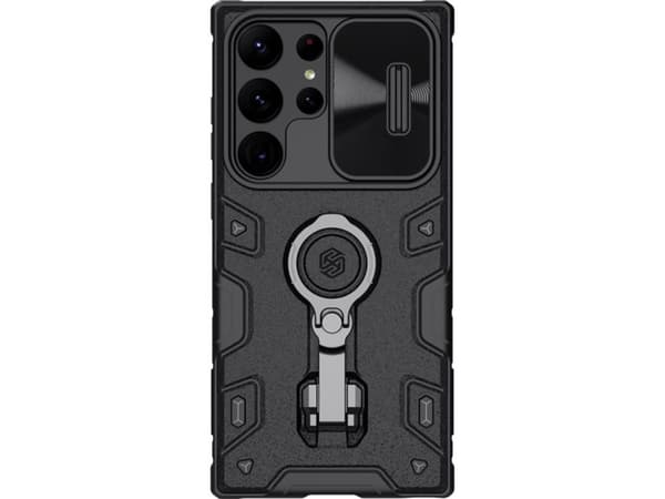 Nillkin Nillkin CamShield Armor Pro-deksel til Samsung Galaxy S23 Ultra pansret deksel med kameradeksel ring stativ sort