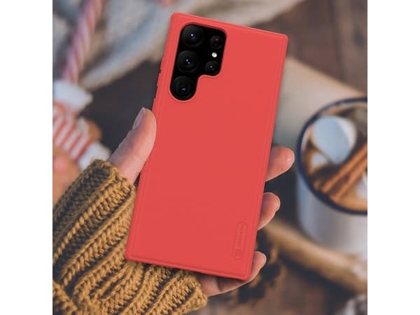 Nillkin Super Frosted Shield Pro-deksel til Samsung Galaxy S23 Ultra pansret deksel + telefonstativ blå