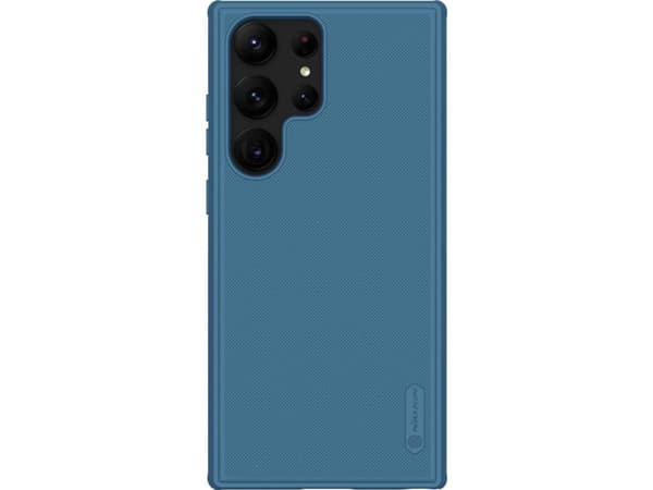Nillkin Super Frosted Shield Pro-deksel til Samsung Galaxy S23 Ultra pansret deksel + telefonstativ blå