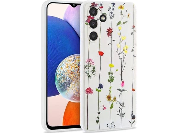Matkapuhelimen takakuori Tech-Protect Galaxy A14 4G/5G, kukat, valkoinen