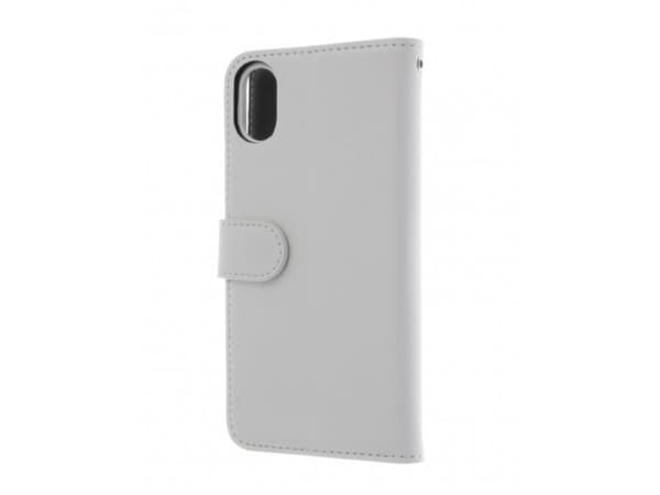 Insmat Exclusive Flip Case - Lommebok for mobiltelefon - ekte skinn, polyuretan, polykarbonat - hvit