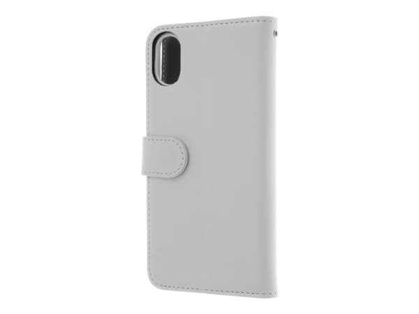 Insmat Exclusive Flip Case - Lommebok for mobiltelefon - ekte skinn, polyuretan, polykarbonat - hvit