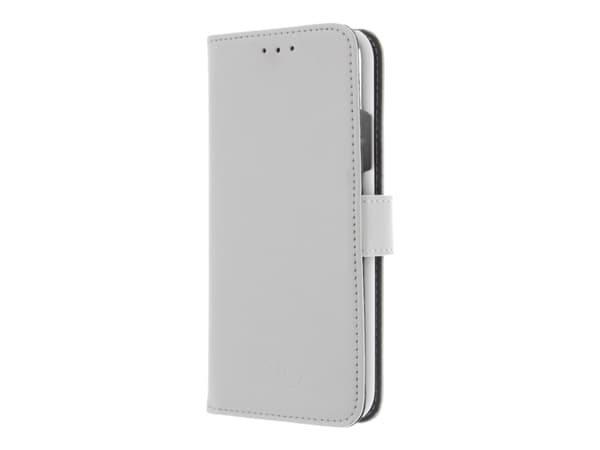 Insmat Exclusive Flip Case - Lommebok for mobiltelefon - ekte skinn, polyuretan, polykarbonat - hvit