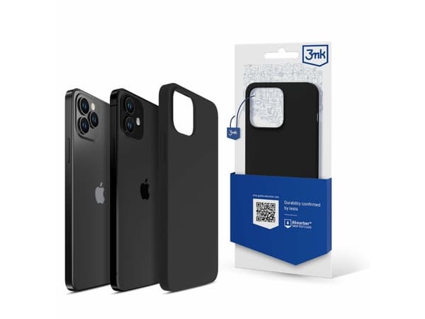3MK Silicone Case, iPhone 12/12 Pro, Sort