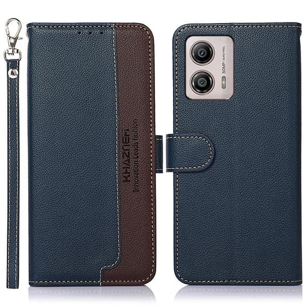 KHAZNEH telefoncover til Motorola Moto G53 5G/G23 4G/G13 4G - Blå/Brun