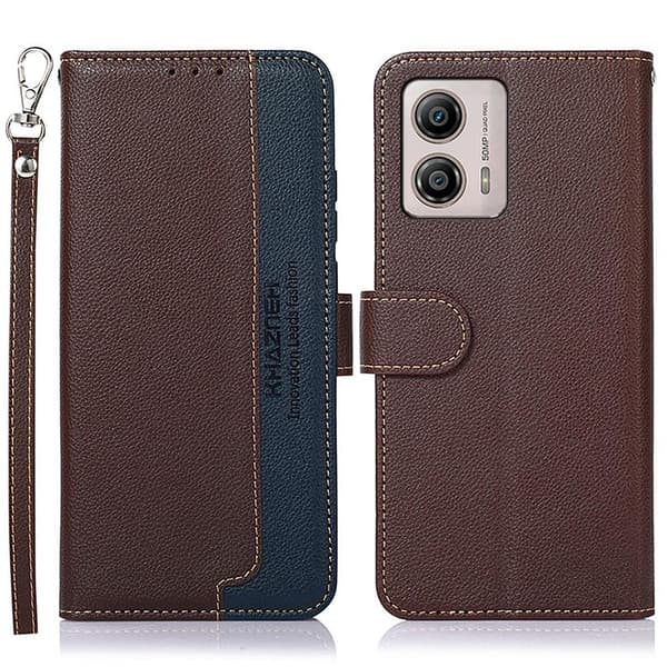 KHAZNEH telefoncover til Motorola Moto G53 5G/G23 4G/G13 4G - Brun/Blå