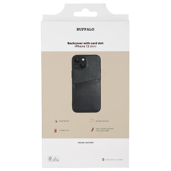 Buffalo Cover PU 1 Kort - iPhone 13 Mini Sort