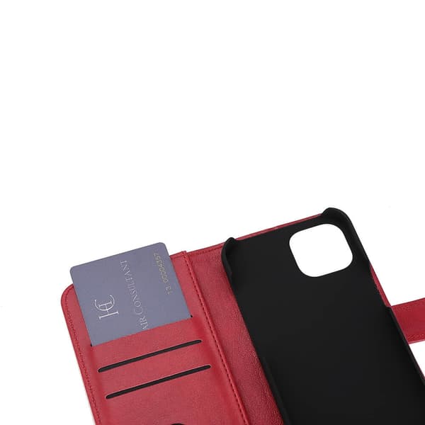 Radicover Flipcover 3 card Anti Radiation iPhone 13 / 14 6,1" Red PU RFID
