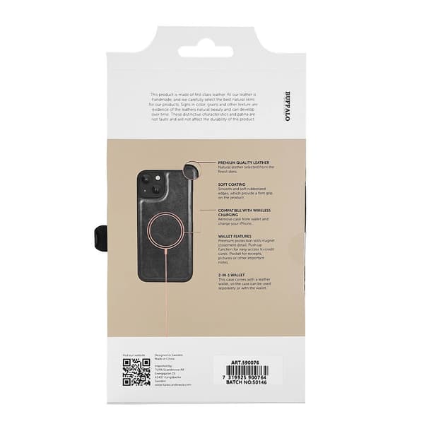 Buffalo 2in1 Leather 3 card MagSeries iPhone 13/14/15 Black