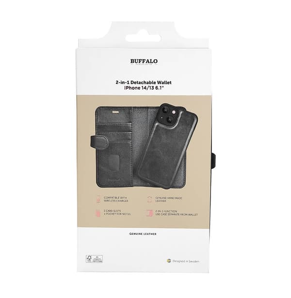 Buffalo 2in1 Leather 3 card MagSeries iPhone 13/14/15 Black