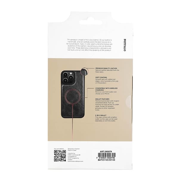 Buffalo 2in1 Wallet Leather 3 card iPhone 14 Pro Max Black