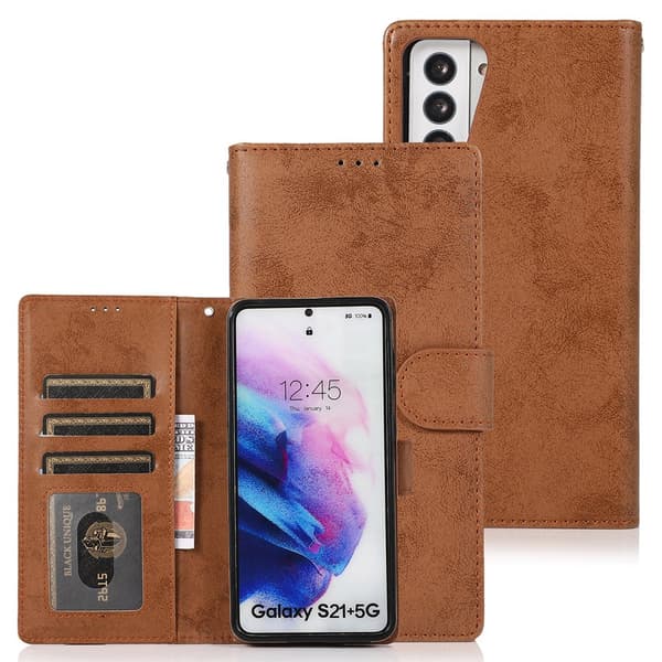 Smart Plånboksfodral (Leman) - Samsung Galaxy S21 Brun