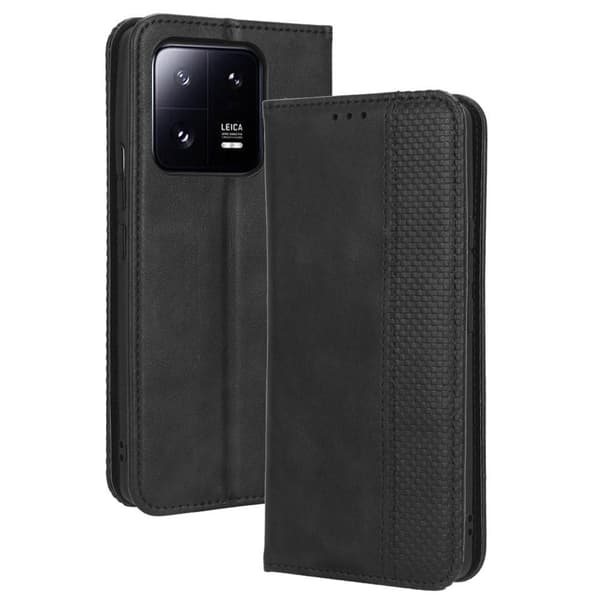 Xiaomi 13 Telineen puhelinkotelolle Täysi suojaava lompakon kansi - musta