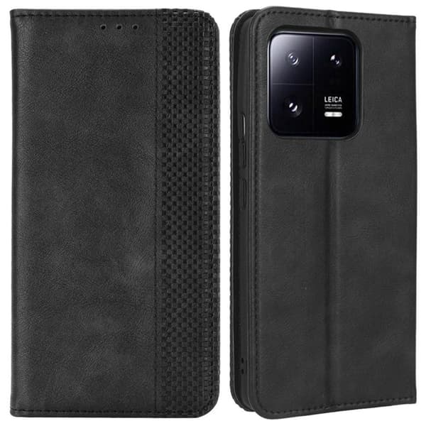 Xiaomi 13 Telineen puhelinkotelolle Täysi suojaava lompakon kansi - musta
