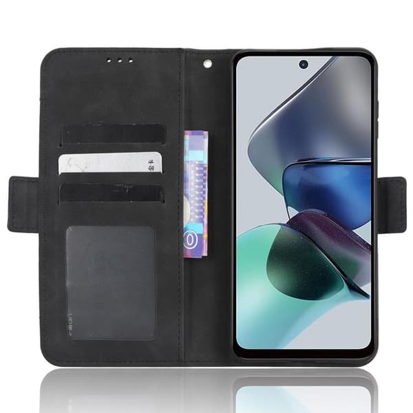 Til Motorola Moto G13 4G/G23 4G flere kortspor telefontegnebog - sort