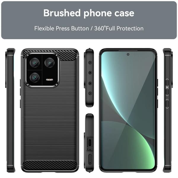 För Xiaomi 13 Pro 5G Karbon Fiber TPU Fodral Skal - Svart