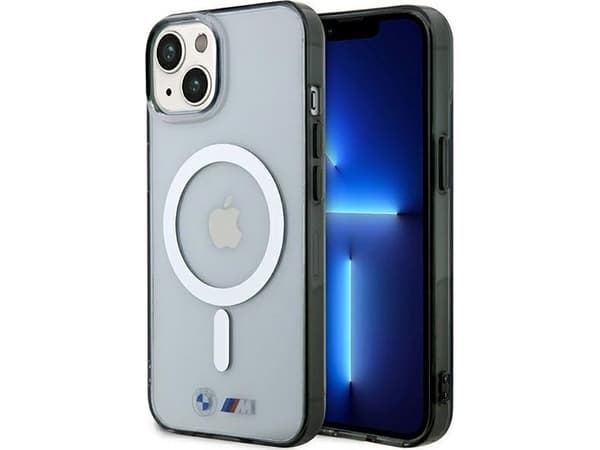 BMW BMHMP14MHCRS case iPhone 14 Plus / 15 Plus 6.7" transparent hardcase Silver Ring MagSafe