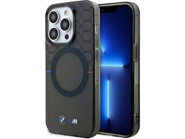 Dėklas Apple iPhone 14 Pro BMW Pattern MagSafe (BMHMP14LHGPK) pilkos spalvos