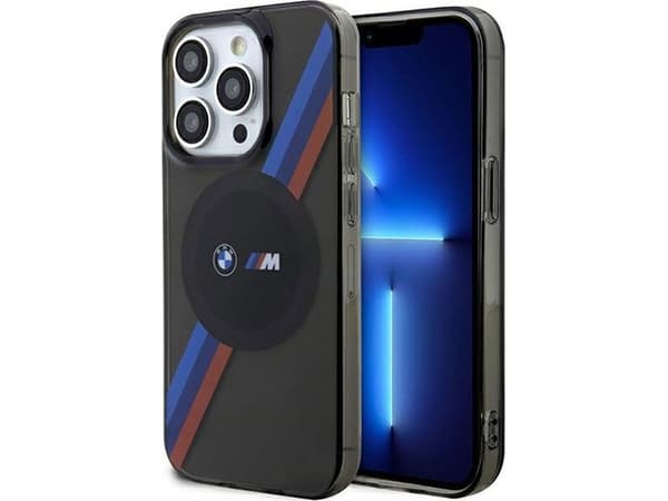 BMW BMHMP14LHDTK iPhone 14 Pro 6.1" Grey Tricolor Stripes MagSafe Case