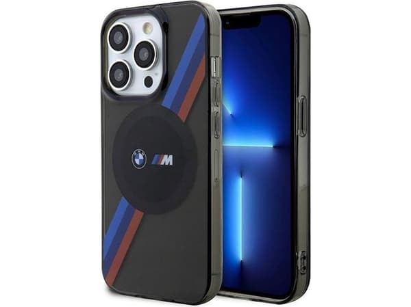 BMW BMHMP14XHDTK iPhone 14 Pro Max case6.7" gray/gray hardcase Tricolor Stripes MagSafe