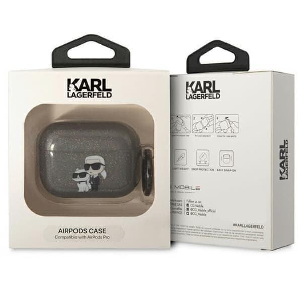 KARL LAGERFELD AirPods Pro Skal Gliter Karl&Choupette - Svart
