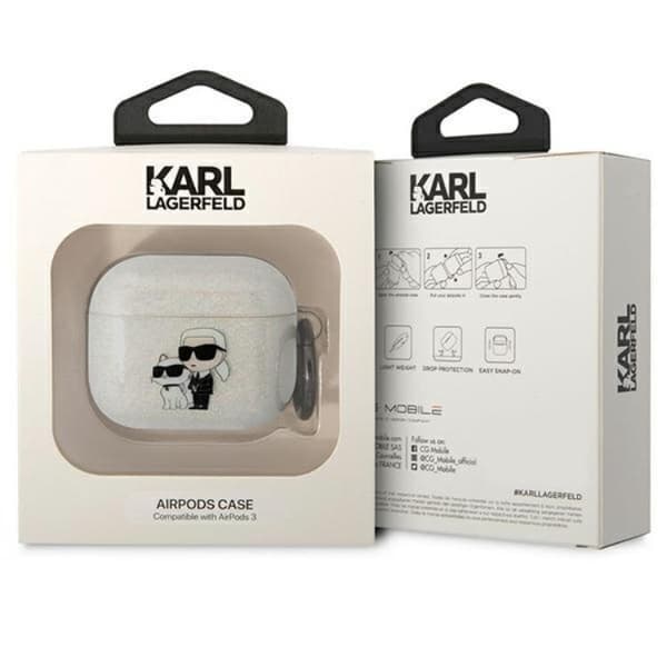 KARL LAGERFELD AirPods 3 Skal Gliter Karl&Choupette - Clear