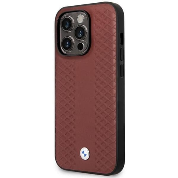 BMW iPhone 14 Pro Magsafe Läder Mobilskal Diamond - Burgundy