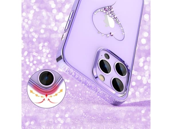 Kingxbar Kingxbar Wish Series iPhone 14 Plus-deksel dekorert med lilla krystaller