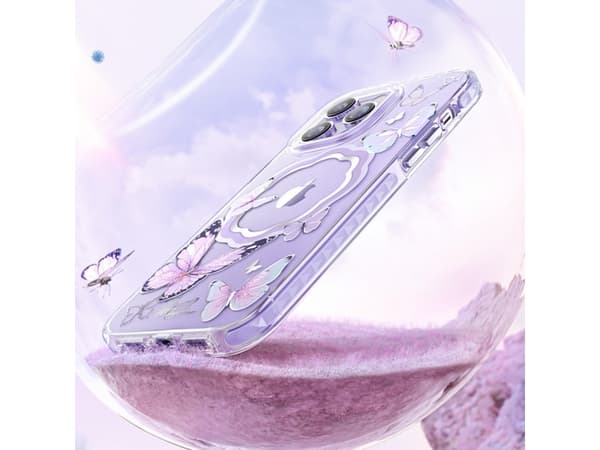 Kingxbar Kingxbar Butterfly Series Magnetic Deksel iPhone 14 Plus MagSafe Deksel med Sommerfugler Rosa