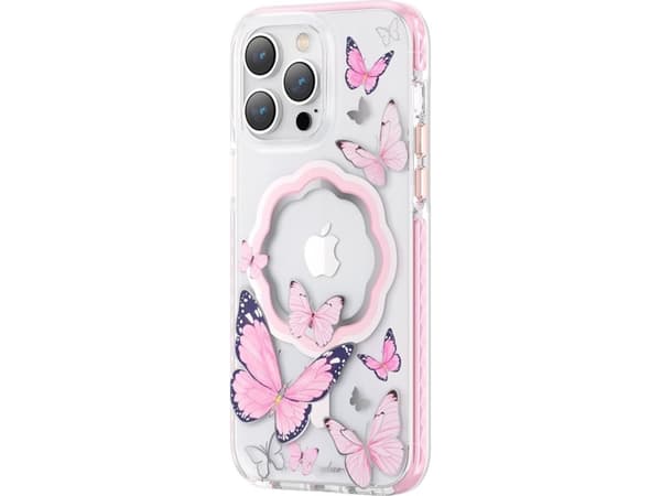 Kingxbar Kingxbar Butterfly Series Magnetic Deksel iPhone 14 Plus MagSafe Deksel med Sommerfugler Rosa