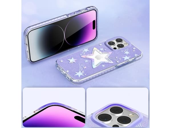 Kingxbar Sydän Star Series Kotelo iPhone 14 Plus Purple Star Case