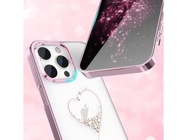 Kingxbar Kingxbar Wish Series iPhone 14 Plus kotelo koristeltu kristalleilla vaaleanpunainen