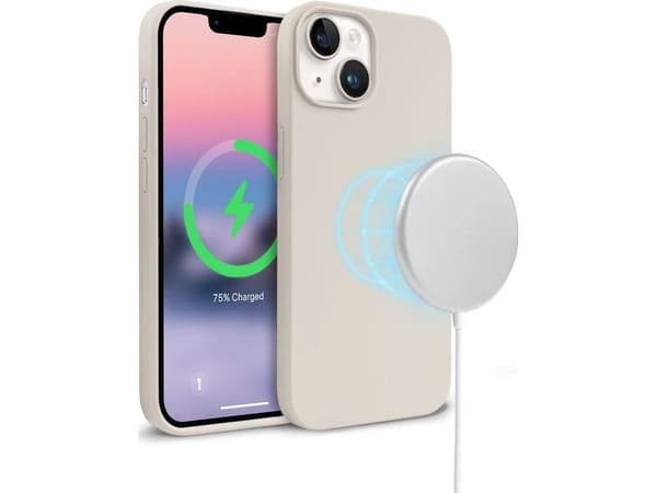 Crong Crong Color Cover Magnetic - Silikonowe etui z MagSafe do iPhone'a 14 Plus (kamienny beż)