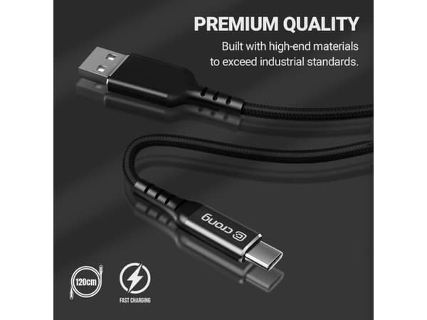 Crong Crong Armor Link USB Cable - 100W 5A USB-C to USB-C Braided Cable 120cm (Black)