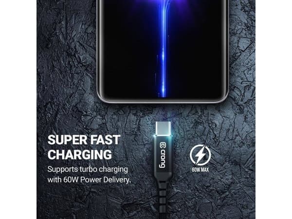 Crong Crong Armor Link USB Cable - 100W 5A USB-C to USB-C Braided Cable 120cm (Black)