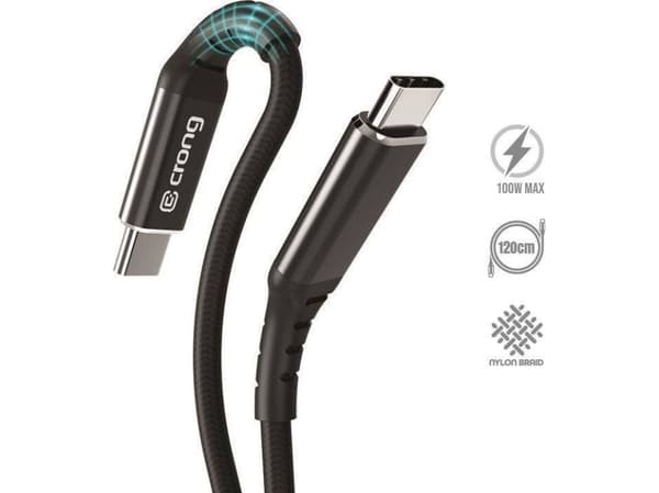 Crong Crong Armor Link USB Cable - 100W 5A USB-C to USB-C Braided Cable 120cm (Black)