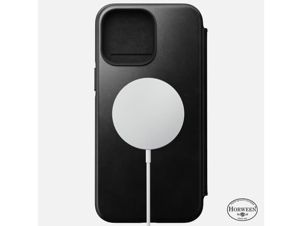 Nomad Folio Modern, Folio-kotelo, Apple, iPhone 14 Pro Max, 17 cm (6.7"), Musta