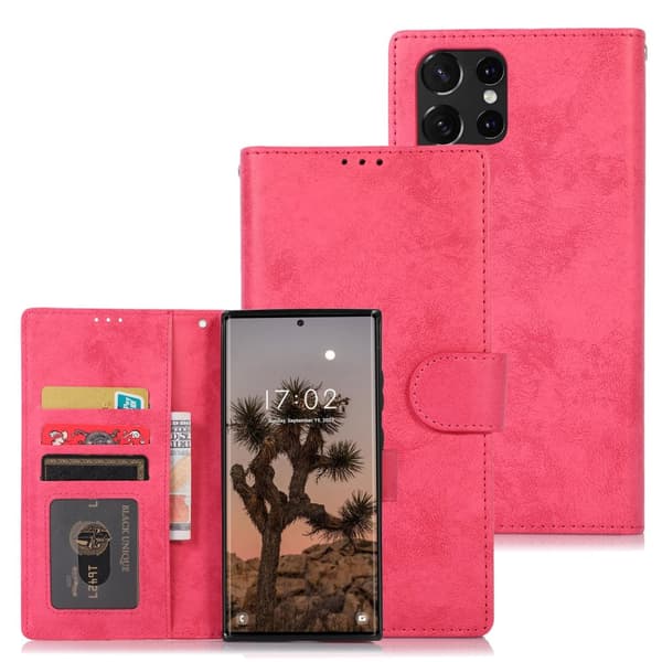 Elegant Skalfunktion Plånboksfodral - Samsung Galaxy S23 Ultra Rosa