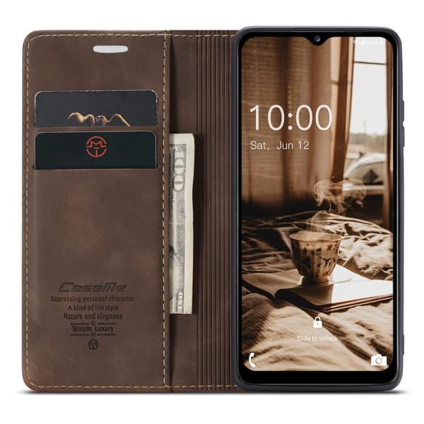 CASEME Retro tegnebog taske til Samsung Galaxy A14 - Kaffe