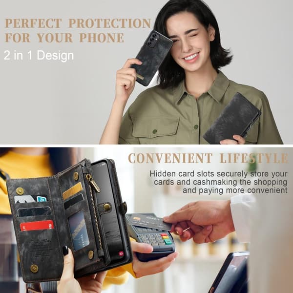 För Samsung Galaxy A34 5G Caseme Retro plånboksfodral - Svart