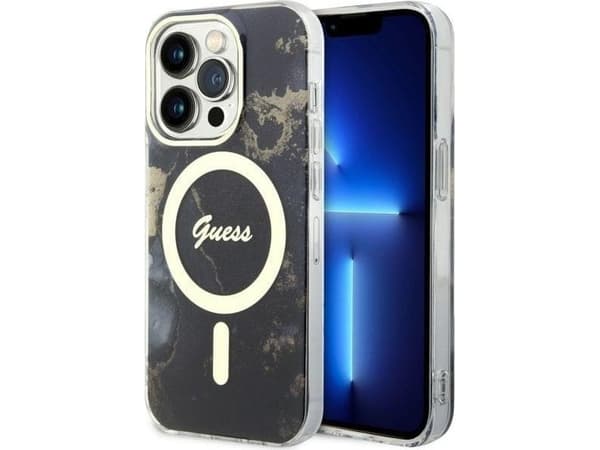 Deksel Guess GUHMP14XHTMRSK iPhone 14 Pro Max 6.7&quot; svart/svart hardcase Golden Marble MagSafe